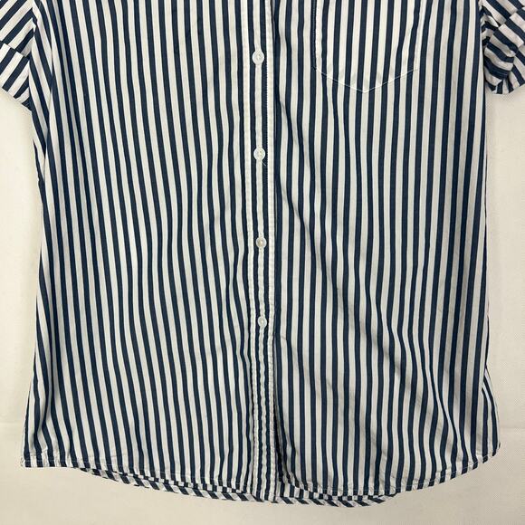 Adriano Goldschmied Button Down Striped Blue Shirt Size M Workwear Casual - Picture 4 of 9